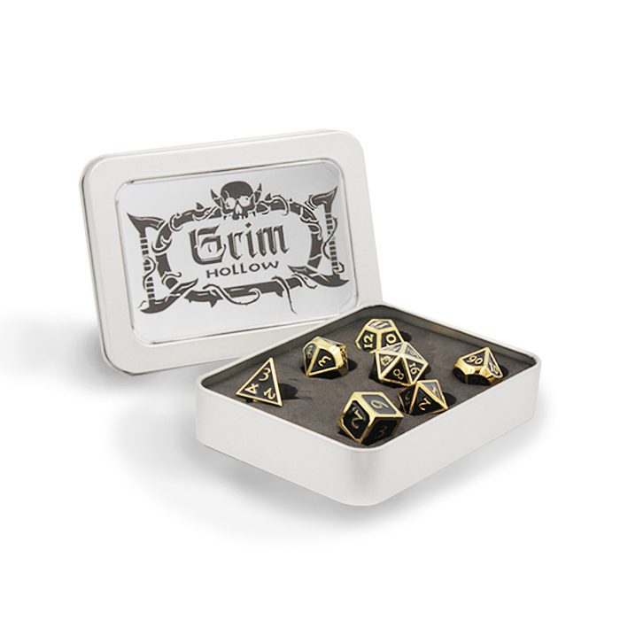 Grim Hollow: Metal Dice Set & Tin