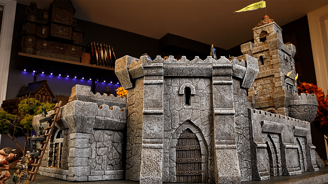 miniature castle walls for tabletop games like D&D